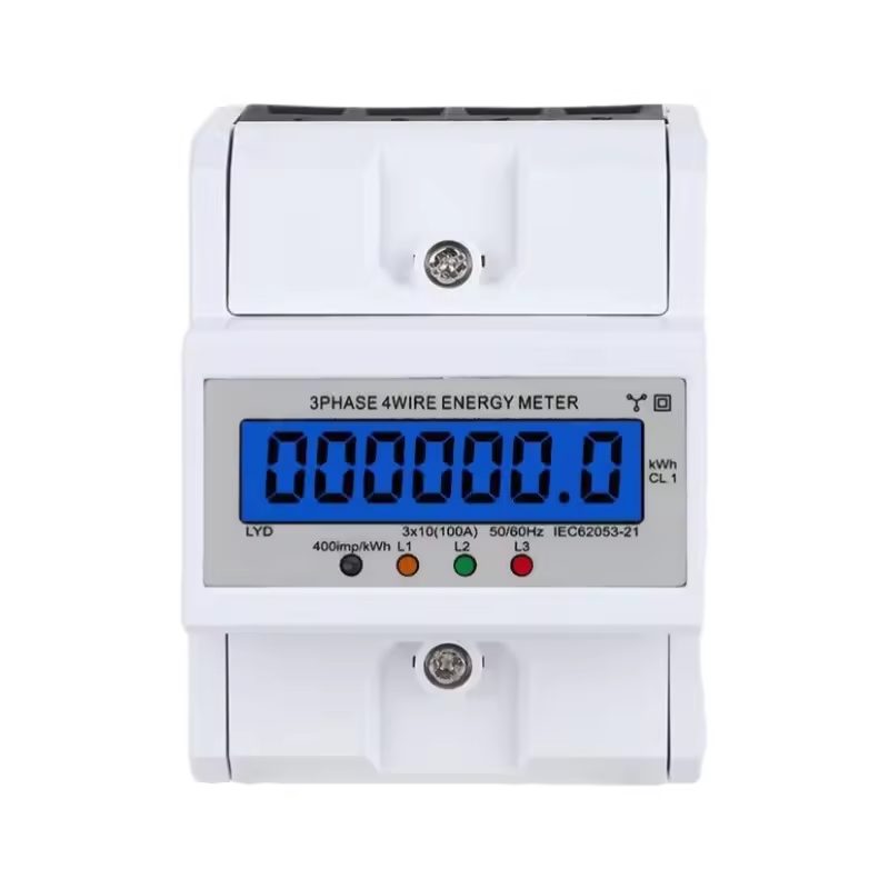 DIN rail three-phase energy meter 100A