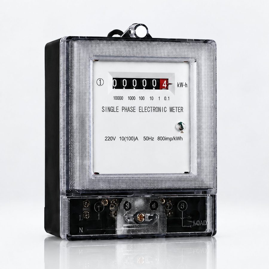 Single-phase electronic meter, heavy duty, transparent body