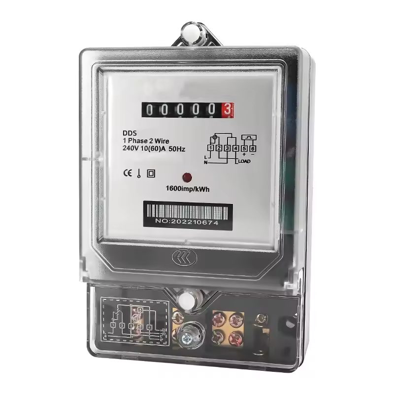 Single-phase two-wire electronic meter, 240V, transparent cover