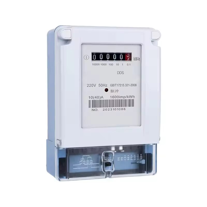 Single-phase electronic meter with pulse output, white panel